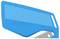 Blaues Sicherheitsmesser aus Kunststoff mit abgerundeter Klinge. Geeignet zum sicheren Schneiden von Verpackungen.