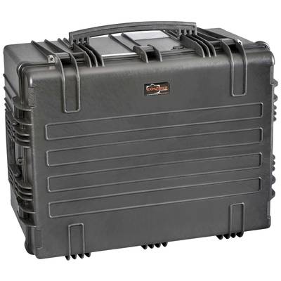 Ein robuster, schwarzer Koffer mit Tragegriff und stabilen Verschlüssen, ideal zum sicheren Transport empfindlicher Ausrüstung.
