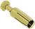 Ein goldener, zylindrischer Metallhülsenadapter mit eingekerbter Spitze und abgerundetem Kopf, häufig in Maschinen verwendet.
