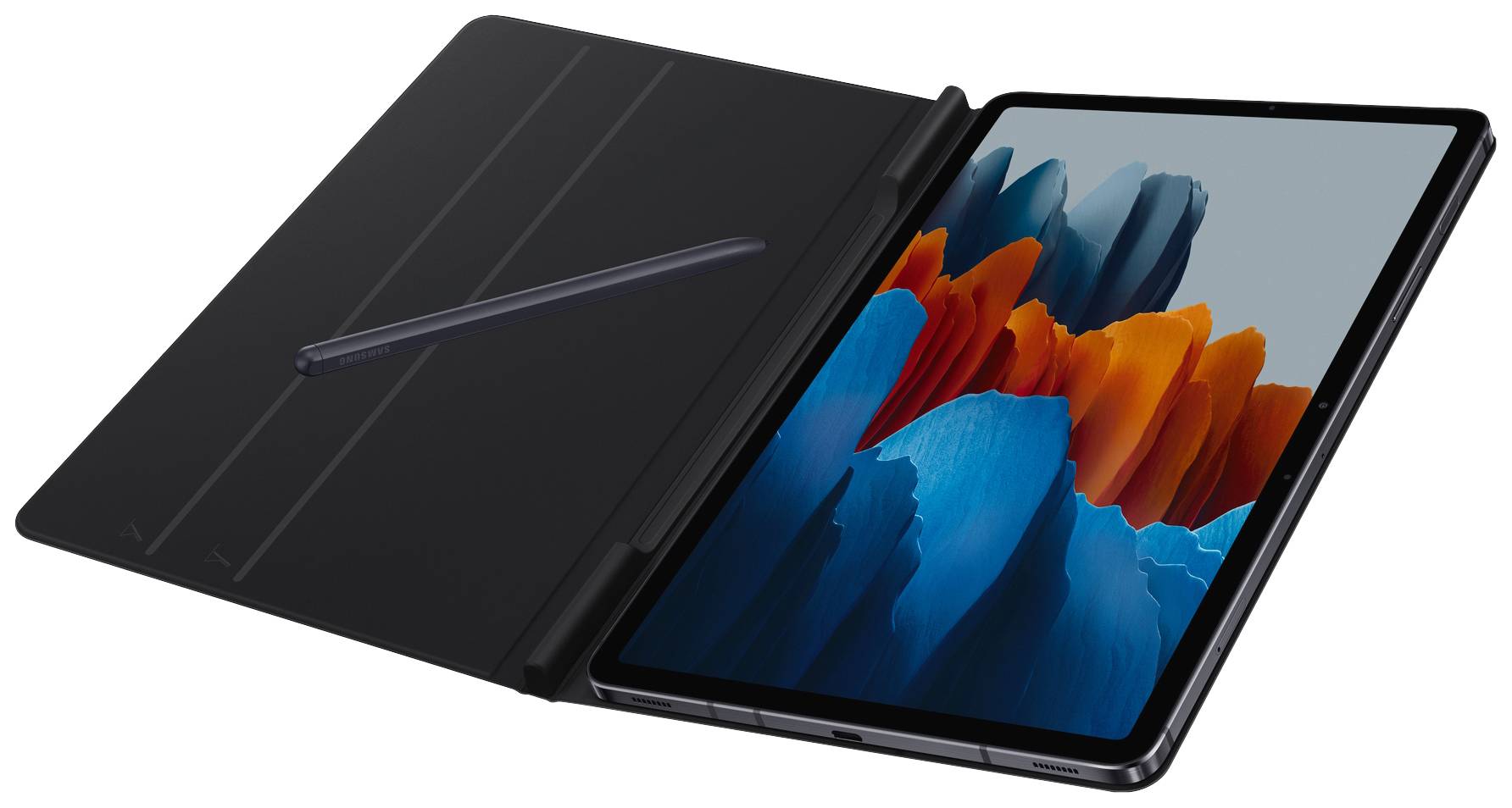 Samsung - Galaxy Tab S8+, Tab S7 FE, Tab S7+ Book Cover - Mystic Black shops