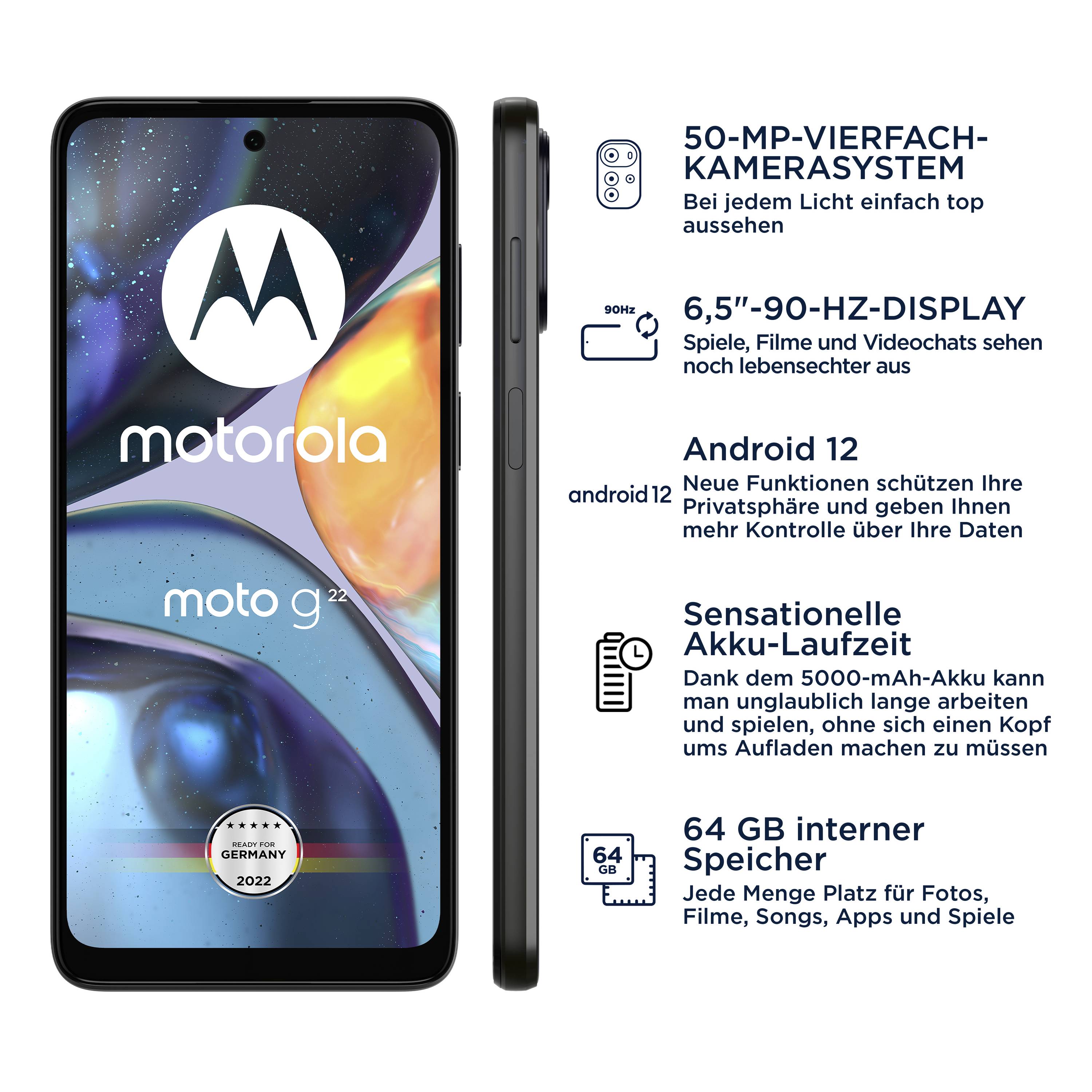 MOTOROLA SOLUTIONS - Motorola Moto G22 - 4G Smartphone - Dual-SIM - RAM 4 GB / Interner Speicher 64 GB - microSD slot --3