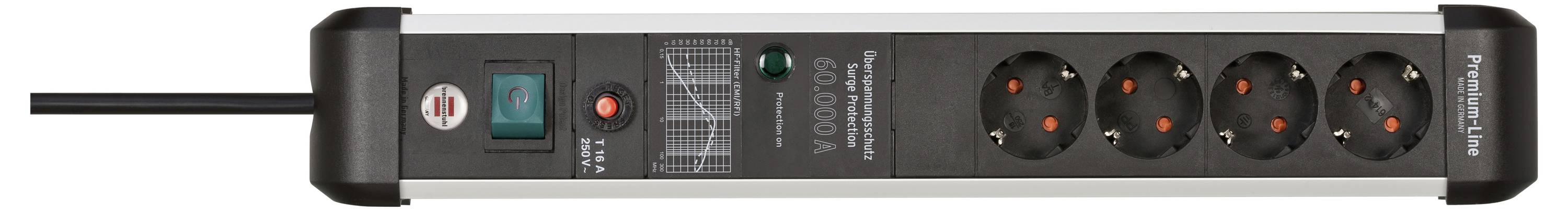 Brennenstuhl 1391010400 Überspannungsschutz-Steckdosenleiste Aluminium (eloxiert), Schwarz Schutzkontakt 1 St.-1