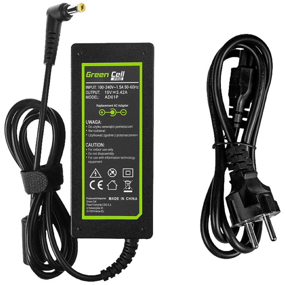 Green Cell AD01P Laptop netvoeding 65 W 19 V 3.42 A