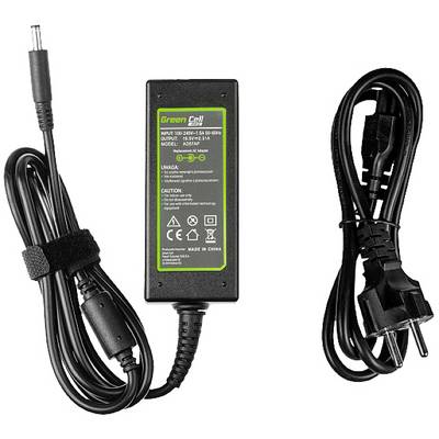 Netzteil mit Kabel und EU-Stecker, Modell 'Green Cell AD5027', Eingang 100-240V~1.6A. Enthält Sicherheits- und Herstellungsinformationen.
