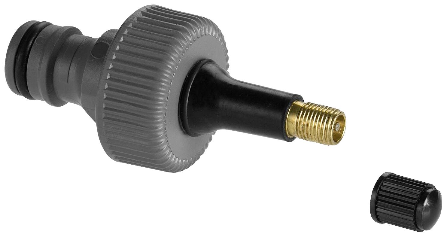 Adapter für Gartenschlauch mit Schraubverschluss, geeignet für den Anschluss an verschiedene Düsen oder Armaturen.