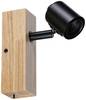 Paulmann Arvid 66770 Wandstrahler E27 Schwarz, Holz (hell)