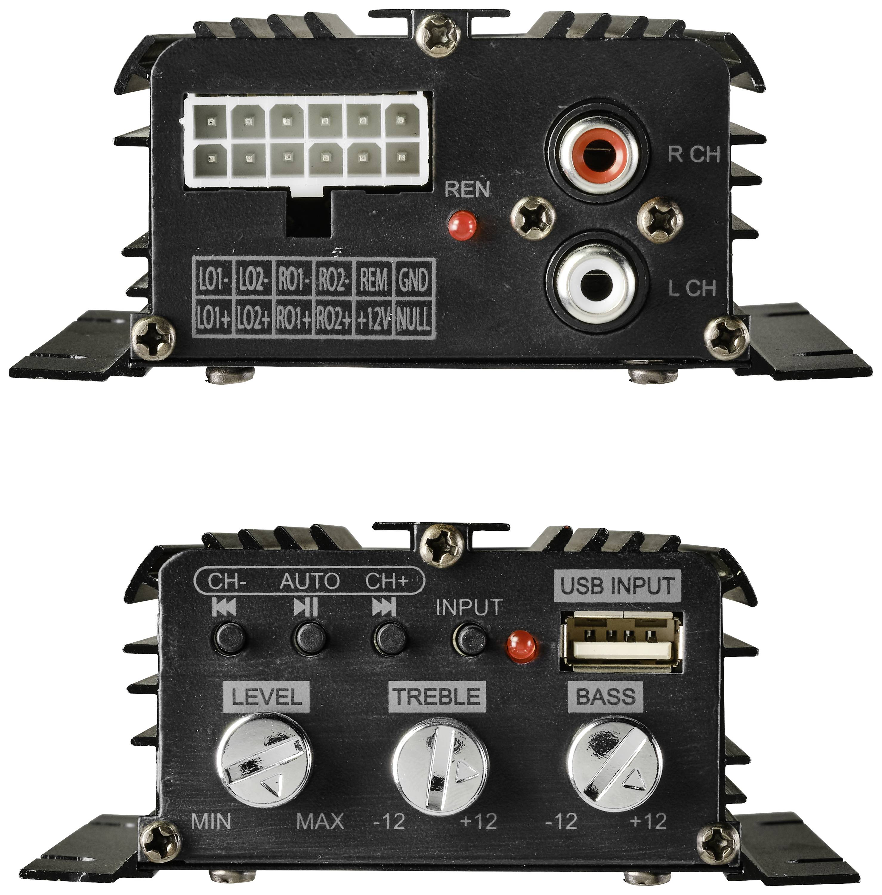 Renkforce RF-CMP-204 4-Kanal Endstufe 200 W Bluetooth®-/USB-Audiowiedergabe, Lautstärke-/Bass-/Höhen-Regelung-3