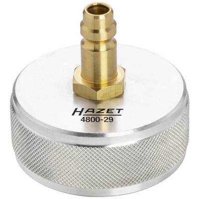 Runder, silberner Adapter mit Aufschrift 'Hazet 4800-29' und einer goldenen Anschlussdüse oben. Verwendet für Druckmessungen.