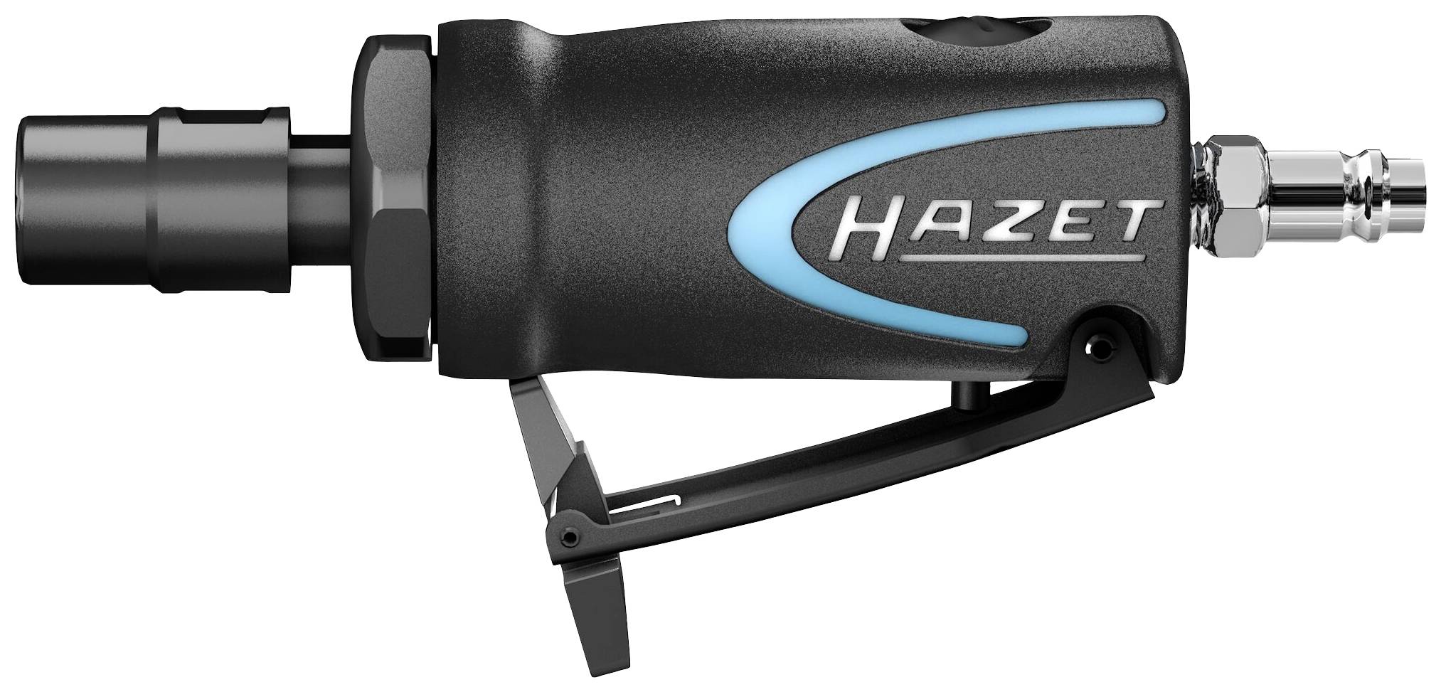 'HAZET' pneumatischer Winkelschleifer mit ergonomischem Griff und pneumatischem Anschluss, geeignet für präzise Schleifarbeiten.