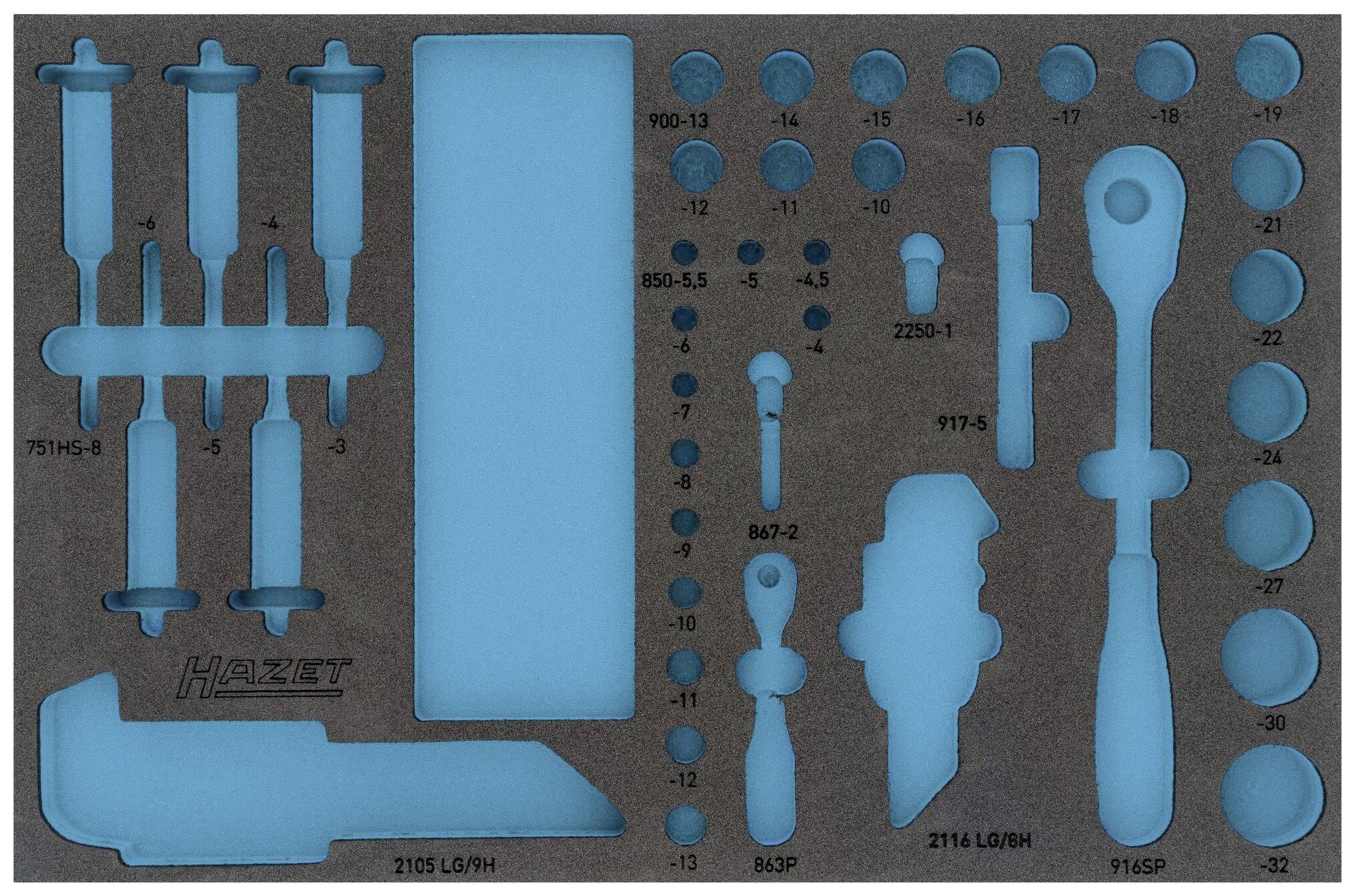 Thumbnail - Hazet 163-466L 163-466L Schaumstoffeinlage (L x B) 519 mm x 342 mm