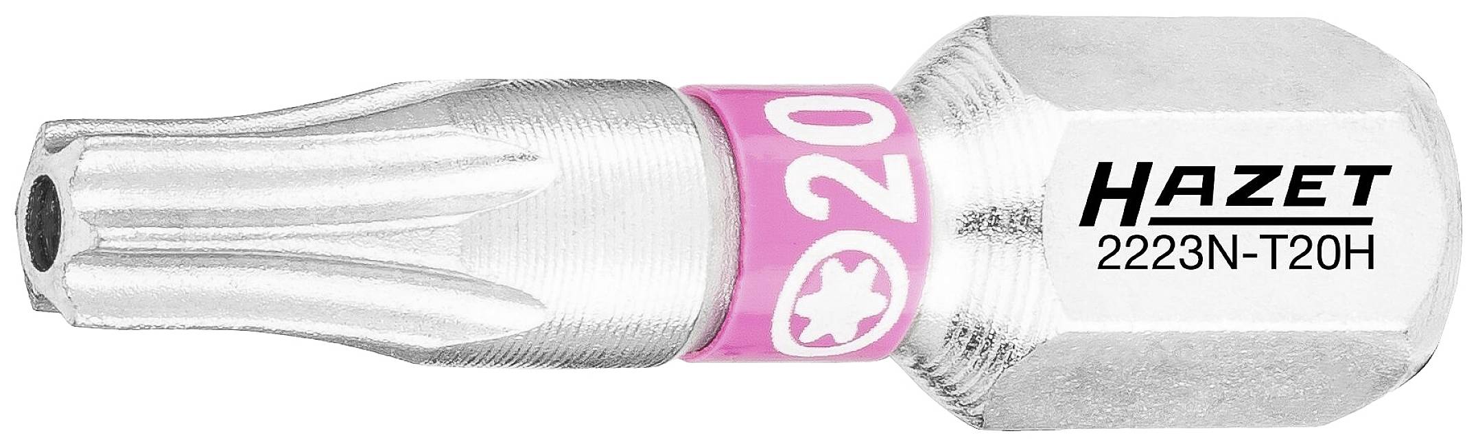 Ein Torx T20H Bit von Hazet, Typ 2223N, mit rosa Markierung.