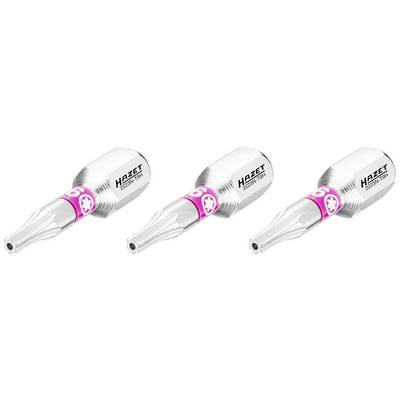 Drei silberfarbene Torx-Bits der Marke Hazet, Größe 6, mit pinken Ringen.