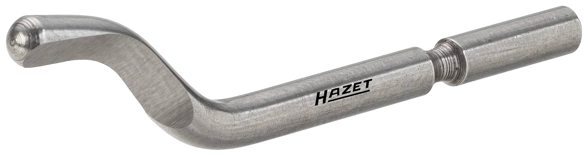 Ein gebogenes, metallisches Werkzeug der Marke 'Hazet', vermutlich ein Fahrzeugteil oder Werkstattelement.