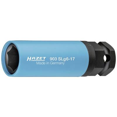 Blauer Hazet 903 SLg6-17 Steckschlüssel mit schwarzer Sechskantöffnung, Aufschrift "Made in Germany", Werkzeug.