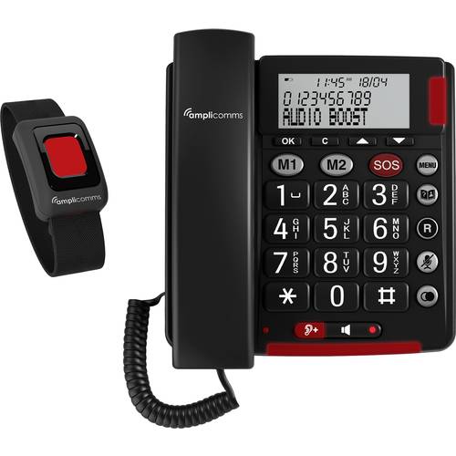 Amplicomms BigTel 50 Alarm Plus Schnurgebundenes Seniorentelefon für Hörgeräte kompatibel, inkl. Notrufsender, Wahlwiede...