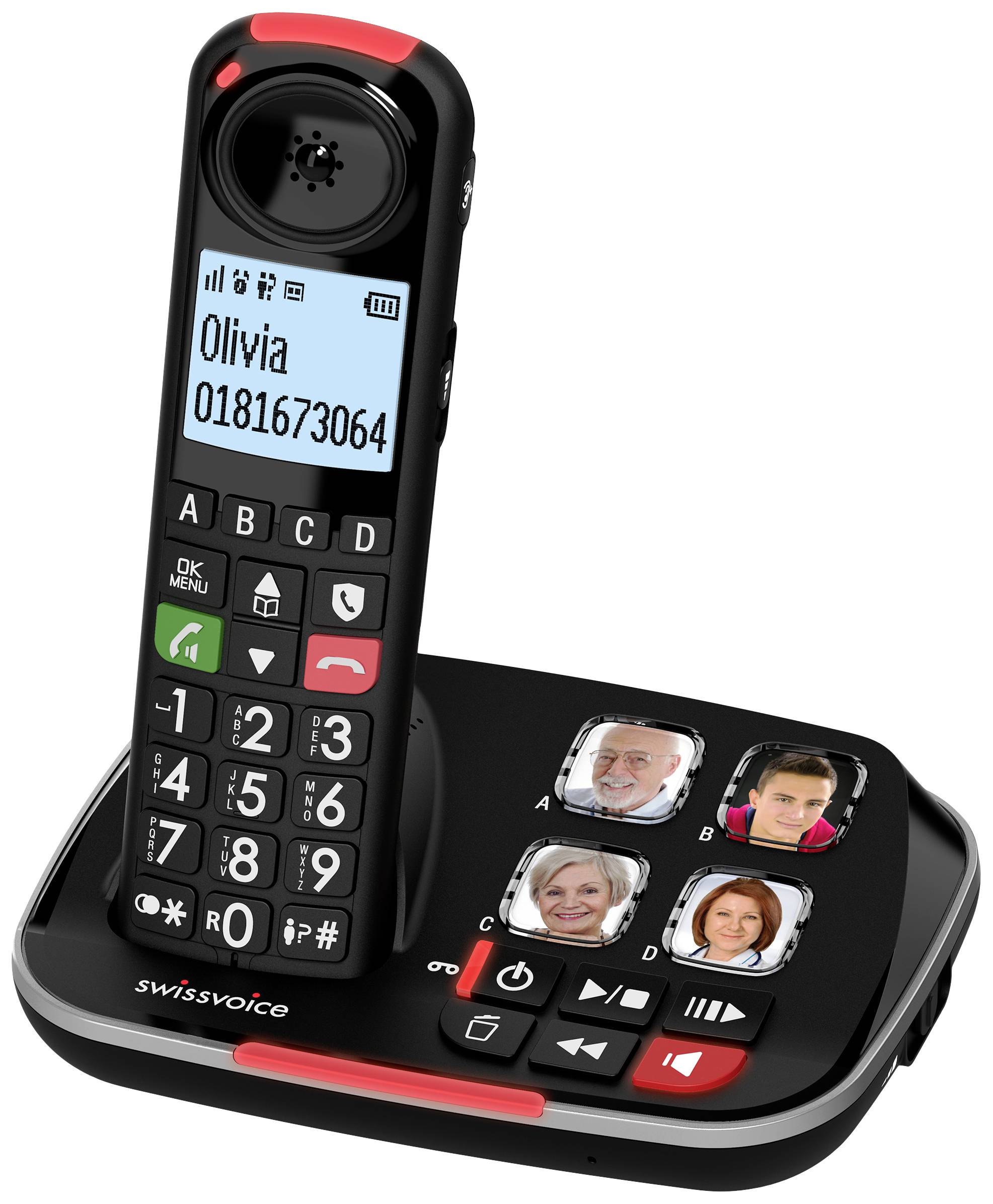 SwissVoice Xtra 2355 Schnurloses Seniorentelefon Anrufbeantworter, Foto-Tasten, Freisprechen, für Hörgeräte kompatibel, -1