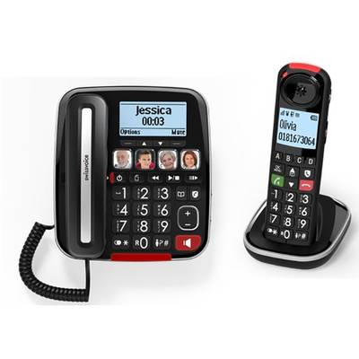 SwissVoice Xtra 3355 Combo Schnurgebundenes Seniorentelefon  Anrufbeantworter, Foto-Tasten, Freisprechen, für Hörgeräte 