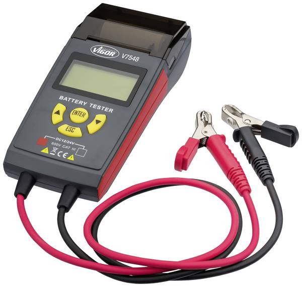 Vigor V7548 Kfz-Batterietester Batterieprüfung, Akkutest, Inkl. Drucker, Ladeüberwachung, Start/Stopp geeignet, Kontrolle Lichtmaschine