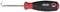 Ein Werkzeug mit rotem und schwarzem Griff und gebogener Metallspitze. Markenlogo 'Vigor' sichtbar am Griff.