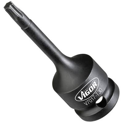 Schwarzer Adapteraufsatz für Werkzeuge mit der Aufschrift 'VIGOR V7017-30', geeignet für spezielle Schraubverbindungen.