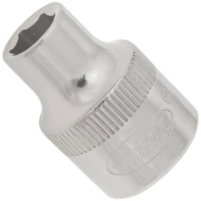 Metallschraubenschlüsselaufsatz, sechseckige Öffnung, ergonomisches Design, Marke auf der Seite eingraviert.