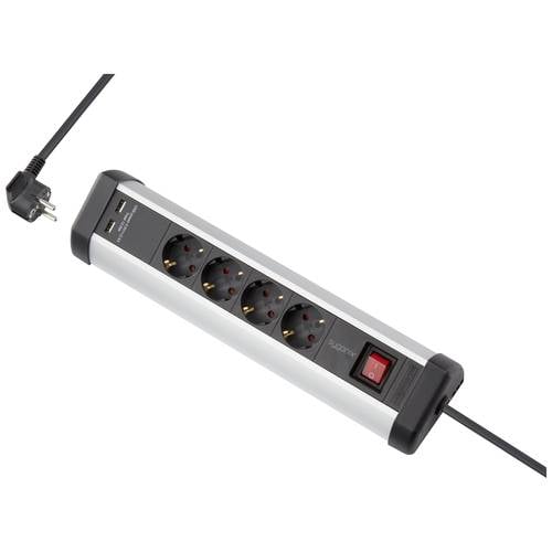 Sygonix SY-5145336 Tischsteckdose Schwarz, Silber Schutzkontakt 1 St.