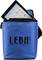 Blaue Tasche mit schwarzem Schriftzug 'LEBA', darin ein Tablet mit sichtbarem Display.