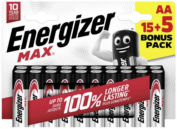 Energizer Max Mignon (AA)-Batterie Alkali-Mangan 1.5 V 20 St.