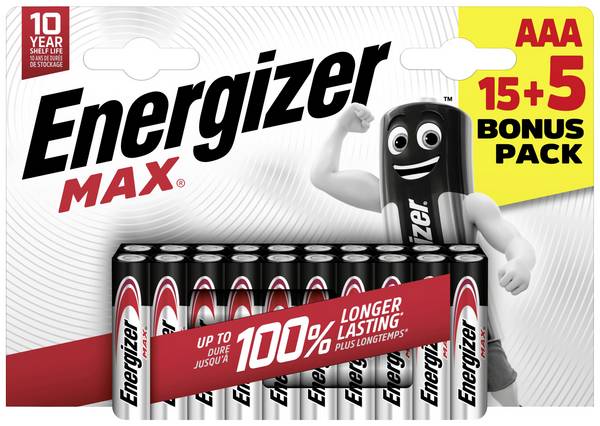 Energizer Max Micro (AAA)-Batterie Alkali-Mangan  1.5 V 20 St.