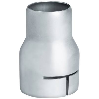 Silbernes, zylindrisches Metallteil mit einem Schlitz an der Unterseite, verwendet in mechanischen Verbindungen oder als Adapter.
