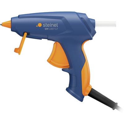 Heißklebepistole in Blau und Orange, Modell 'Steinel GM 1007-LT', mit ergonomischem Griff und Abzug.