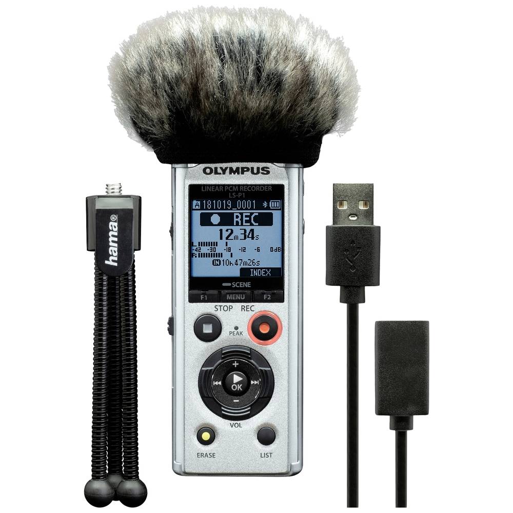 Olympus LS-P1 Podcaster Kit incl. mini Tripod, Windscreen en USB-kabel
