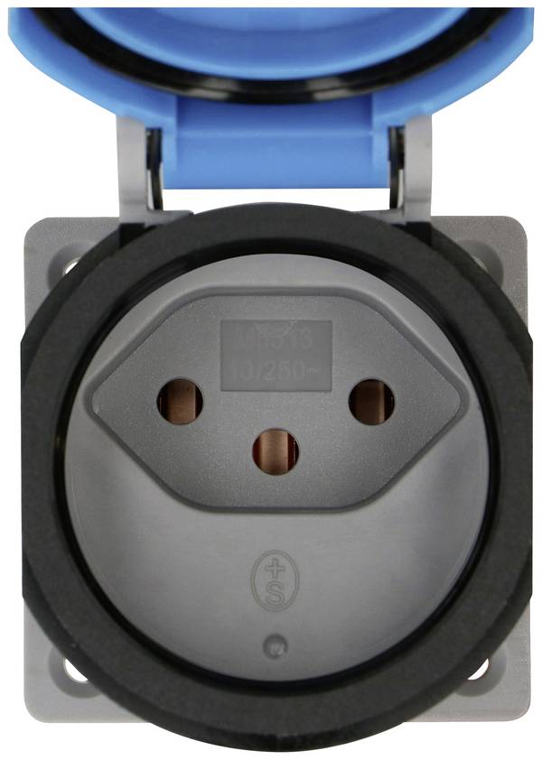 Max Hauri 166097  Einbau-Steckdose   IP55 Lichtgrau, Blau