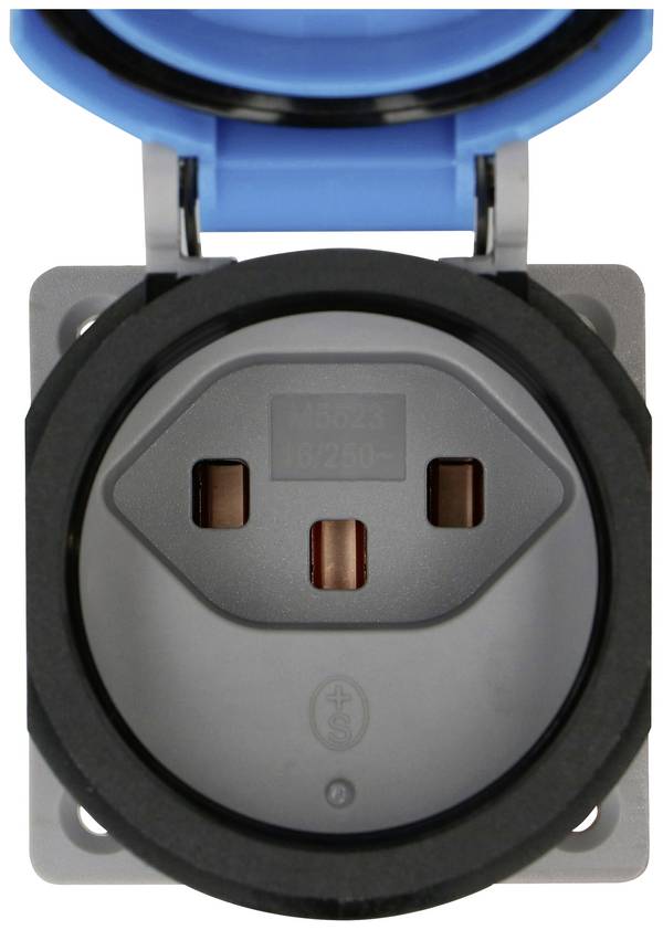 Max Hauri 166098  Einbau-Steckdose   IP55 Lichtgrau, Blau