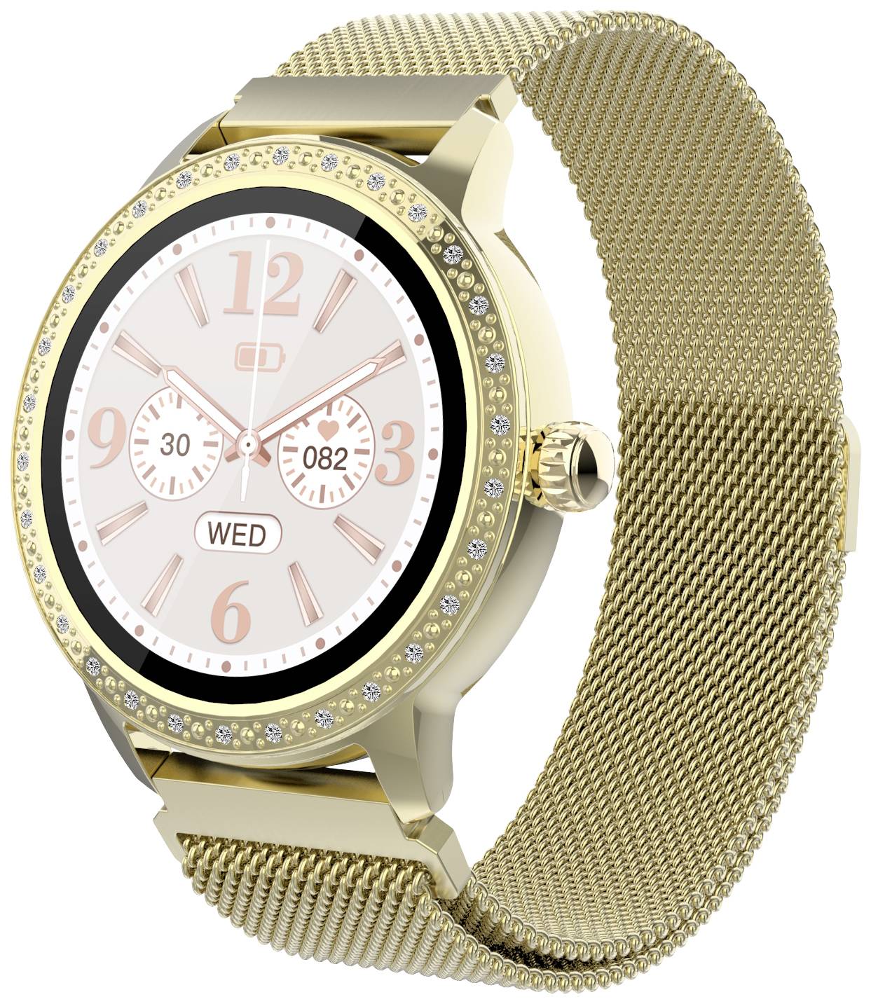 DENVER SW-360 - Gold - intelligente Uhr mit Mesh-Armband - Anzeige 3.1 cm (1.22\") - Bluetooth