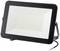 Ein rechteckiger LED-Strahler mit schwarzem Rahmen und vielen kleinen leuchtenden Dioden auf weißem Hintergrund. Geeignet zur Außenbeleuchtung.