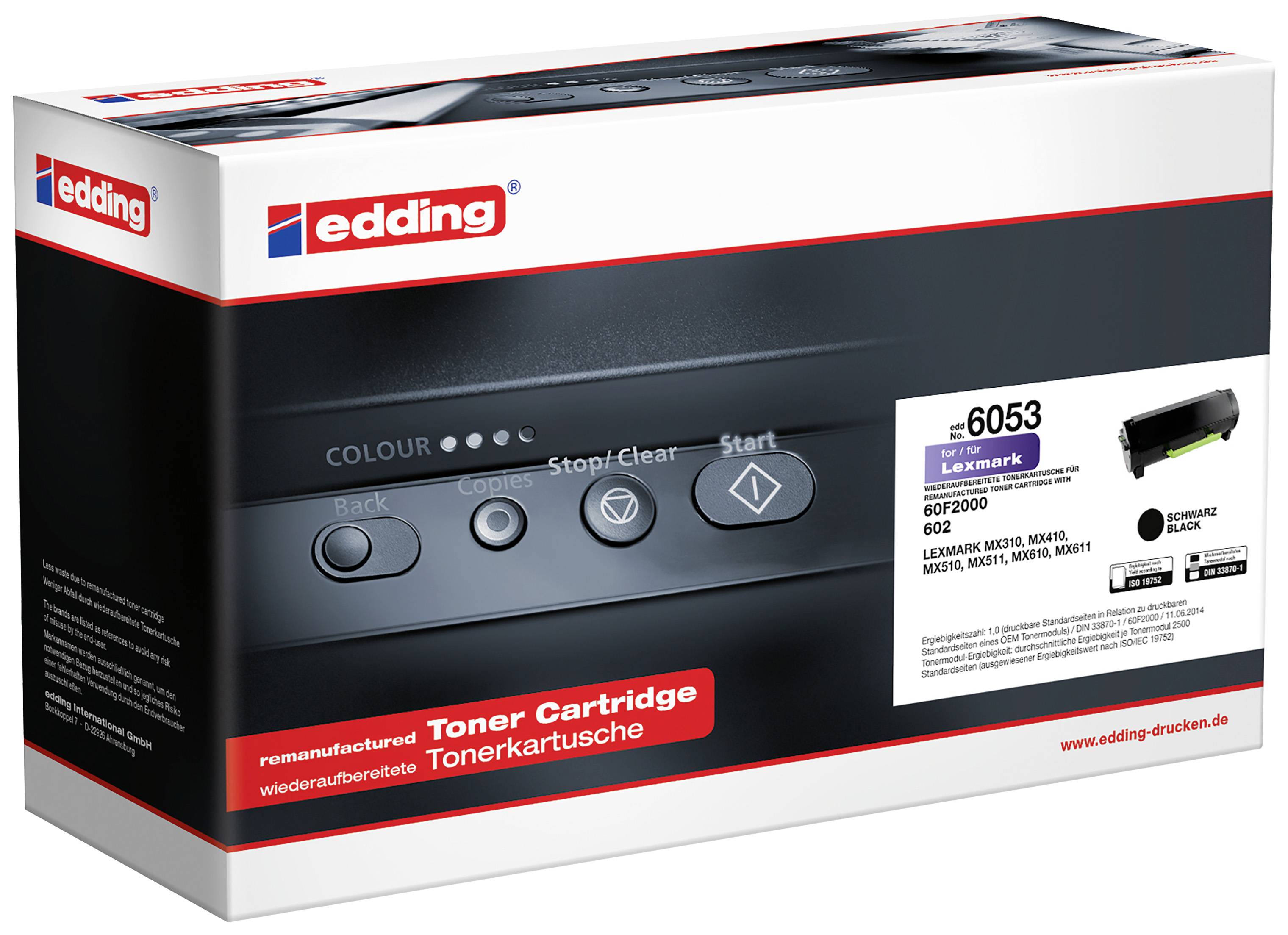 EDDING EDD-6053 schwarz Toner ersetzt LEXMARK 60F2000 (18-6053)