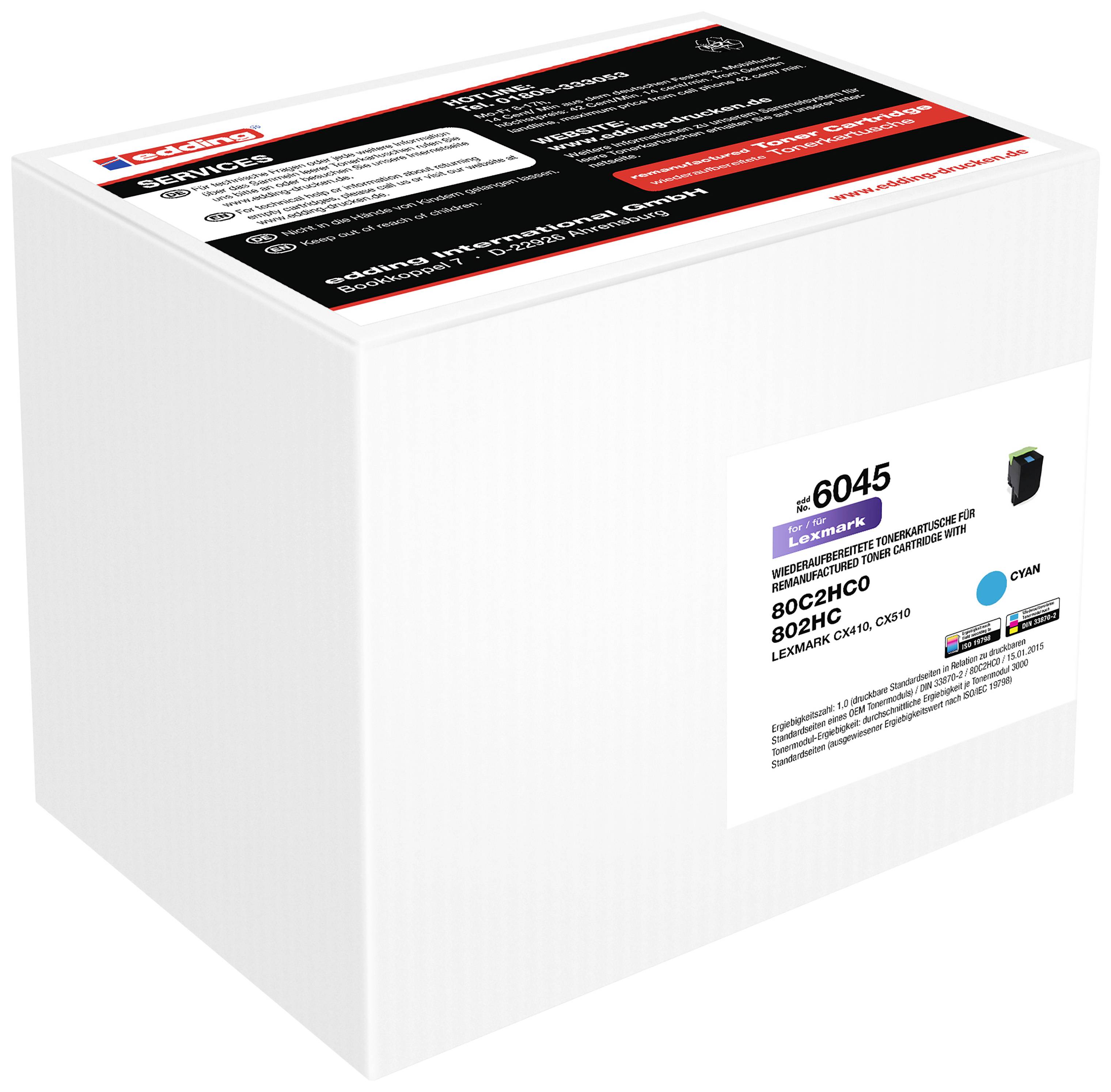 edding Toner EDD-6045 cyan kompatibel zu LEXMARK 80C2HC0 18-6045-0