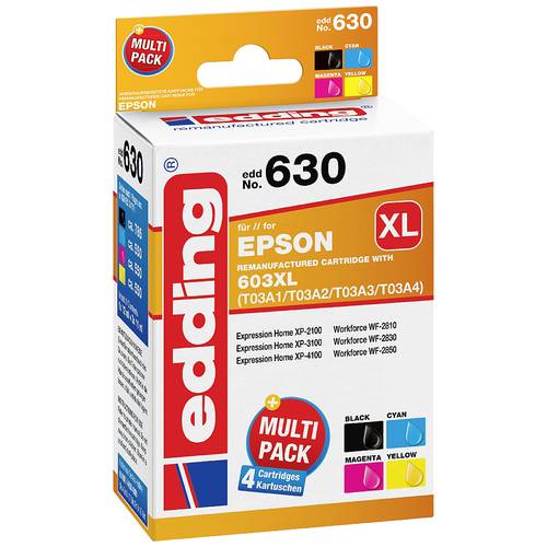 Edding Druckerpatrone ersetzt Epson 603XL, T03A6, T03A1, T03A2, T03A3, T03A4 Kompatibel Kombi-Pack Color EDD-630 18-630
