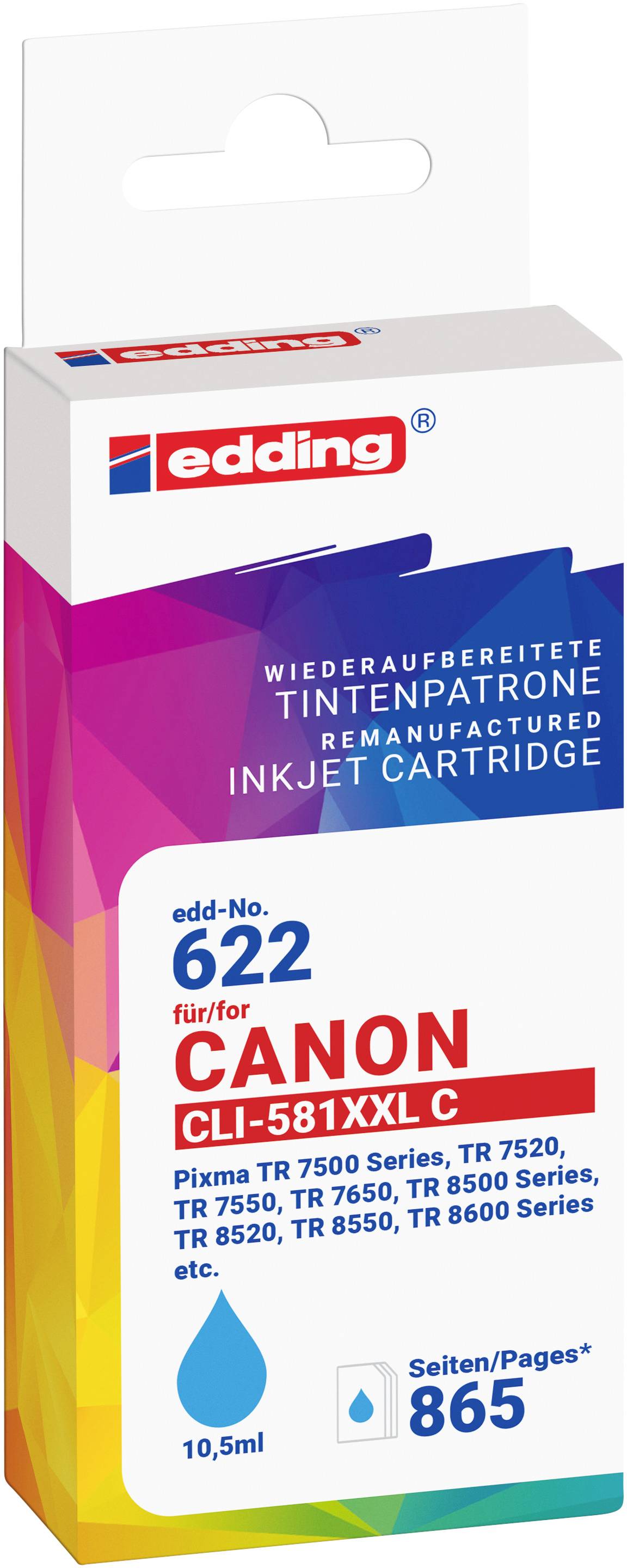 Edding Druckerpatrone ersetzt Canon CLI-581XXLC Kompatibel Cyan EDD-622 18-622-0
