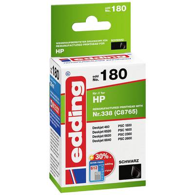 'Druckerpatrone edding edd 180 für HP Nr.338 (C8765), Schwarz, kompatibel mit Deskjet- und PSC-Modellen, 30% mehr Seiten.'