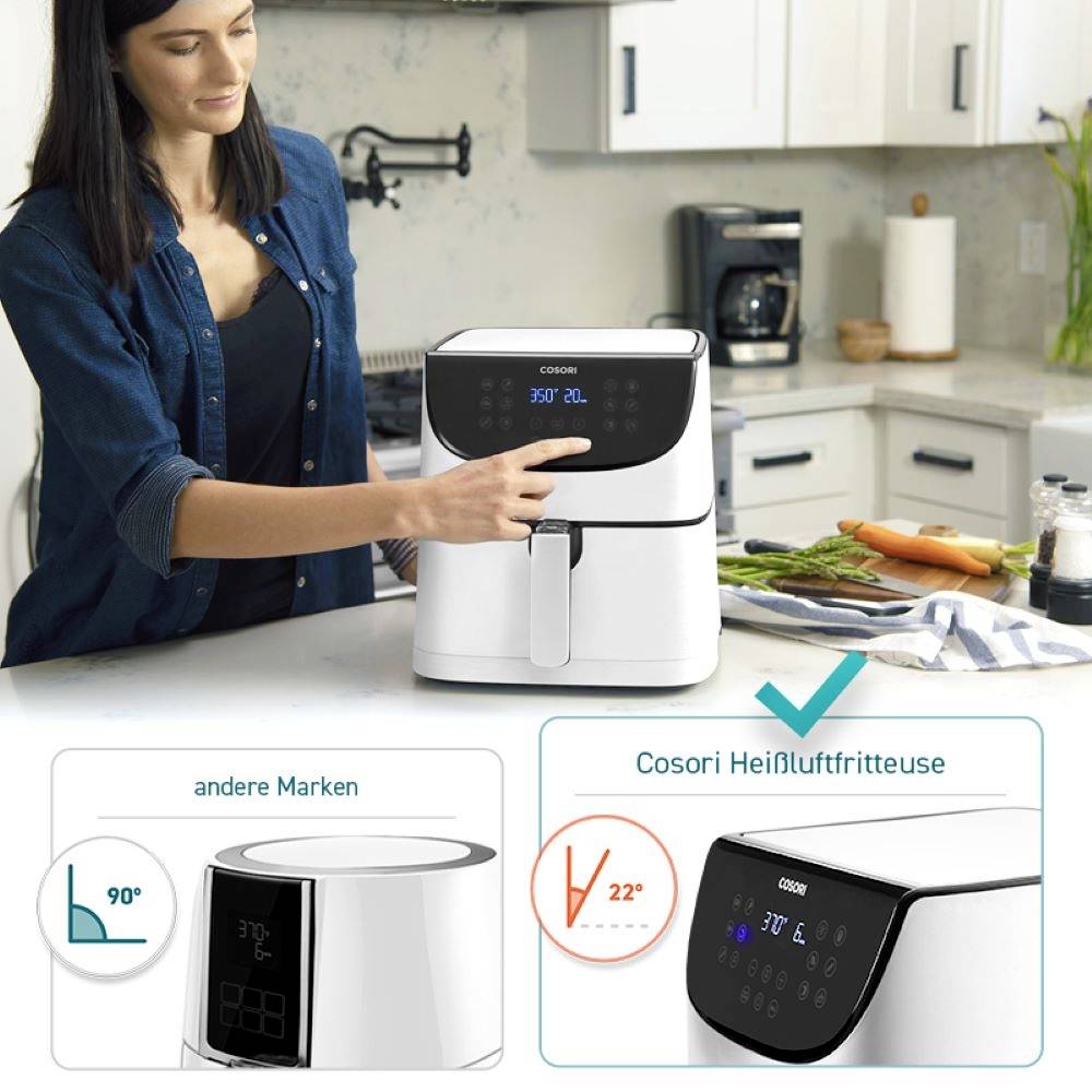 Cosori CP158-AF-RXW Heißluft-Fritteuse 5.5 l 1700 W Antihaftbeschichtung, BPA-frei, mit Display, Timerfunktion, Überhitz-1