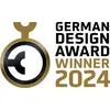 Das Bild zeigt das Logo des German Design Award mit der Aufschrift 'Winner 2024'. Es symbolisiert eine Auszeichnung für herausragendes Design.