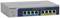 Netzwerkschalter von NETGEAR mit acht Ethernet-Ports, LED-Anzeigen und Beschriftungen für PoE-Status. Modell: MS108EUP.