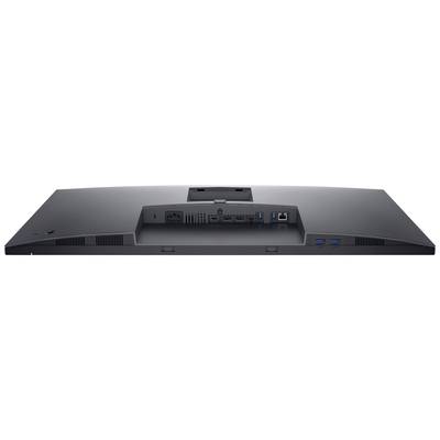 Rückansicht eines Monitors mit verschiedenen Anschlüssen: HDMI, DisplayPort, USB, Ethernet.