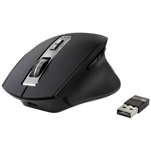 Renkforce RF-WM-300 Ergonomische Maus Bluetooth®, Kabellos Optisch Schwarz/Grau 7 Tasten 2400 dpi Ergonomisch