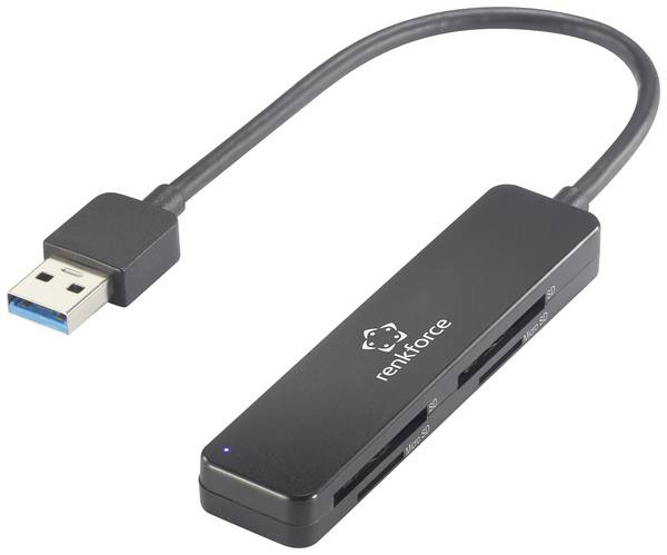 Renkforce RF-PCR-220 Externer Speicherkartenleser  USB-A (USB 3.2 Gen 1) Schwarz