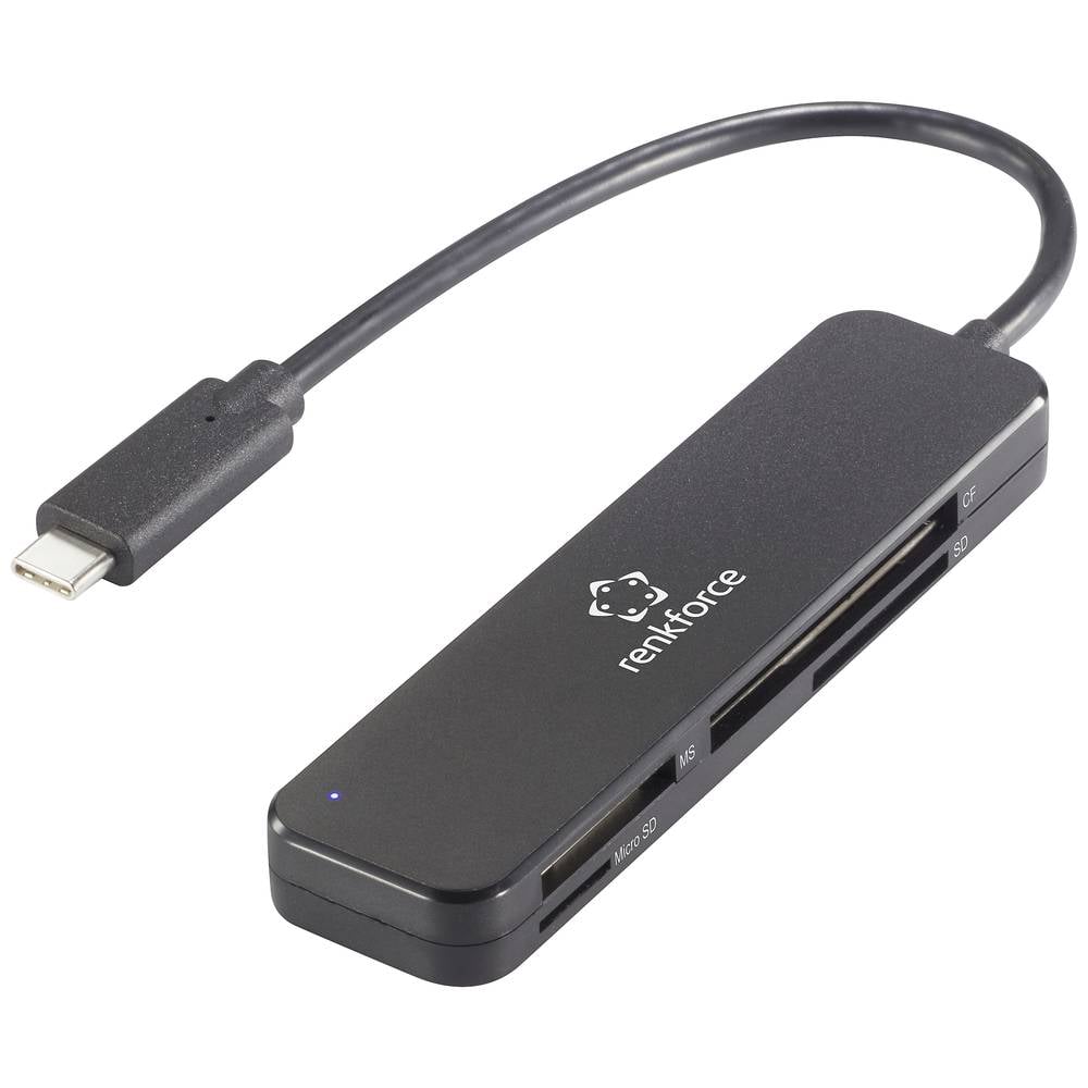 Renkforce RF-PCR-230 Externe geheugenkaartlezer USB-C 5 Gbps Zwart