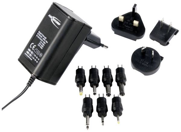 Ansmann 1209-0000 Steckernetzteil, einstellbar 3 V/DC, 4.5 V/DC, 5 V/DC, 6 V/DC, 7.5 V/DC, 9 V/DC, 12 V/DC 600 mA 7.2 W