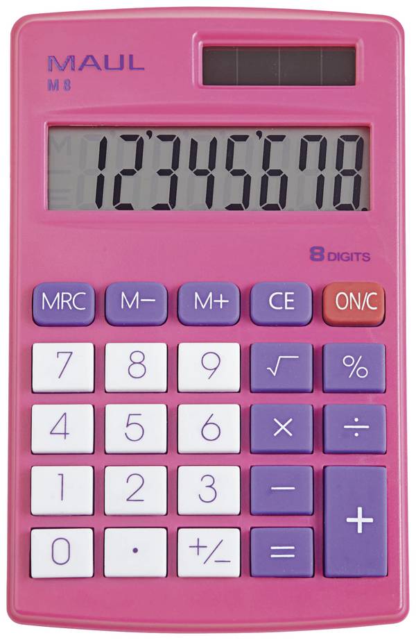 Maul M 8  Taschenrechner Pink Display (Stellen): 8 batteriebetrieben, solarbetrieben